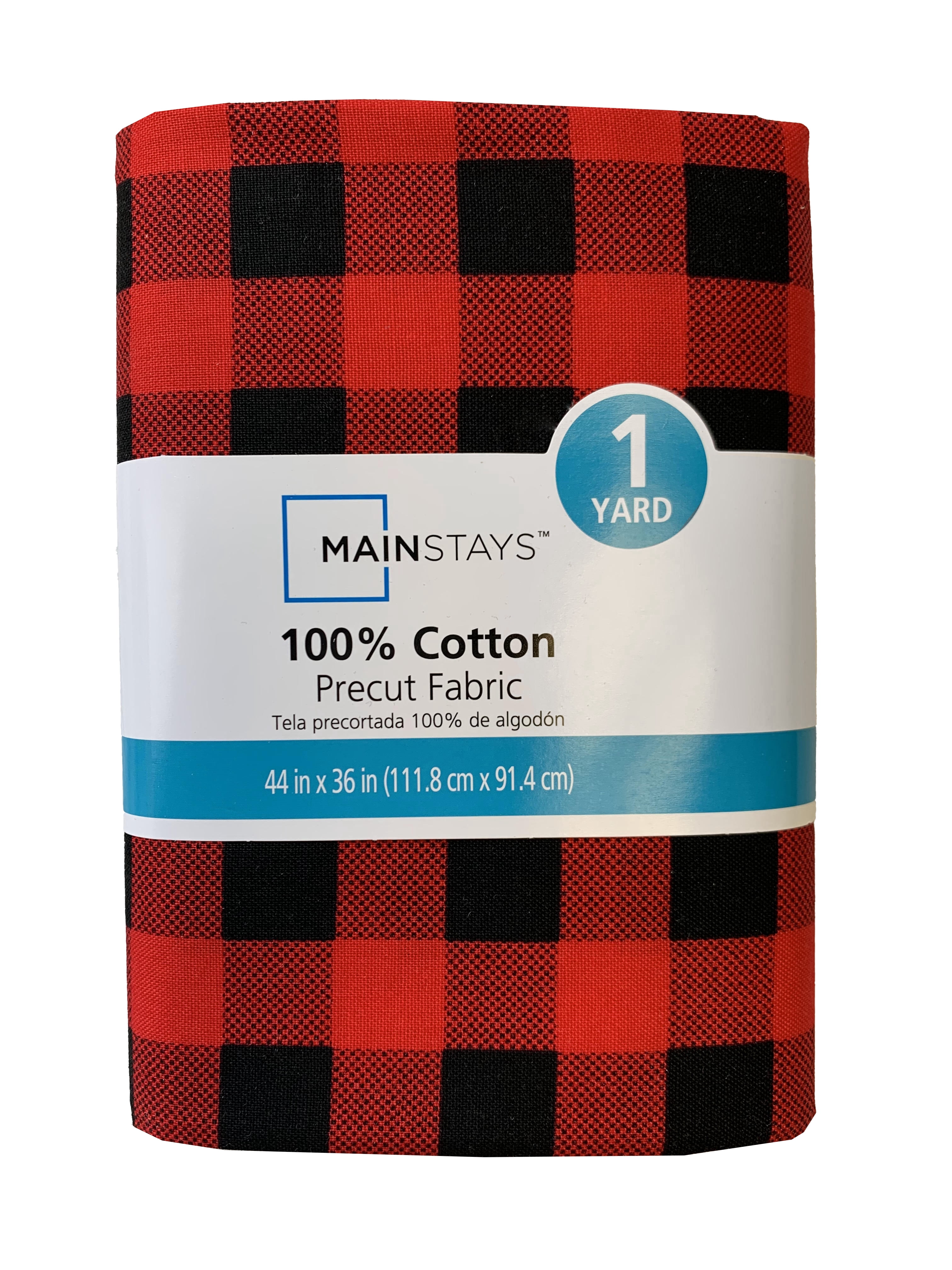 (3 pack) Mainstays 100% Cotton 1 Yard Precut Fabric R/B Buffalo Plaid