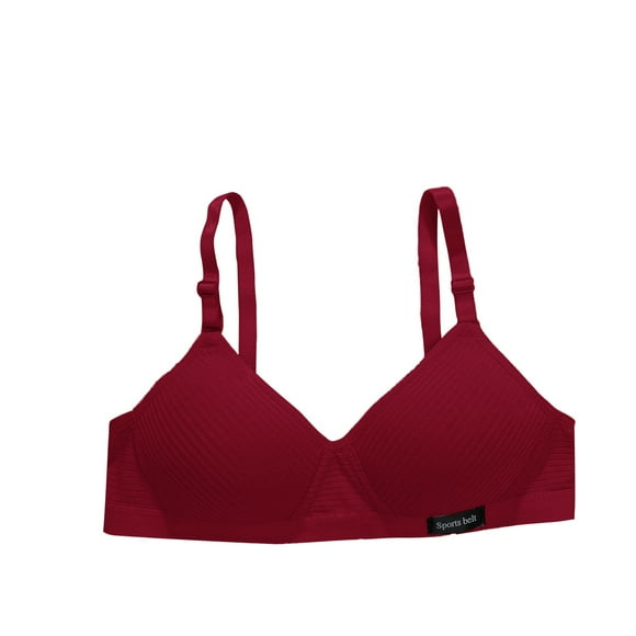 ManxiVoo Contrast Mesh Wireless Bralette Sleeveless Comfort Bra for Women Everyday Light Support Wear 32 Size Wine