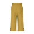 thumbnail image 5 of ABATAB Bermuda Shorts for Women Thin Cotton Linen Elastic Waist Shorts Breathable Soft Summer Pockets Shorts for Beach, 5 of 7