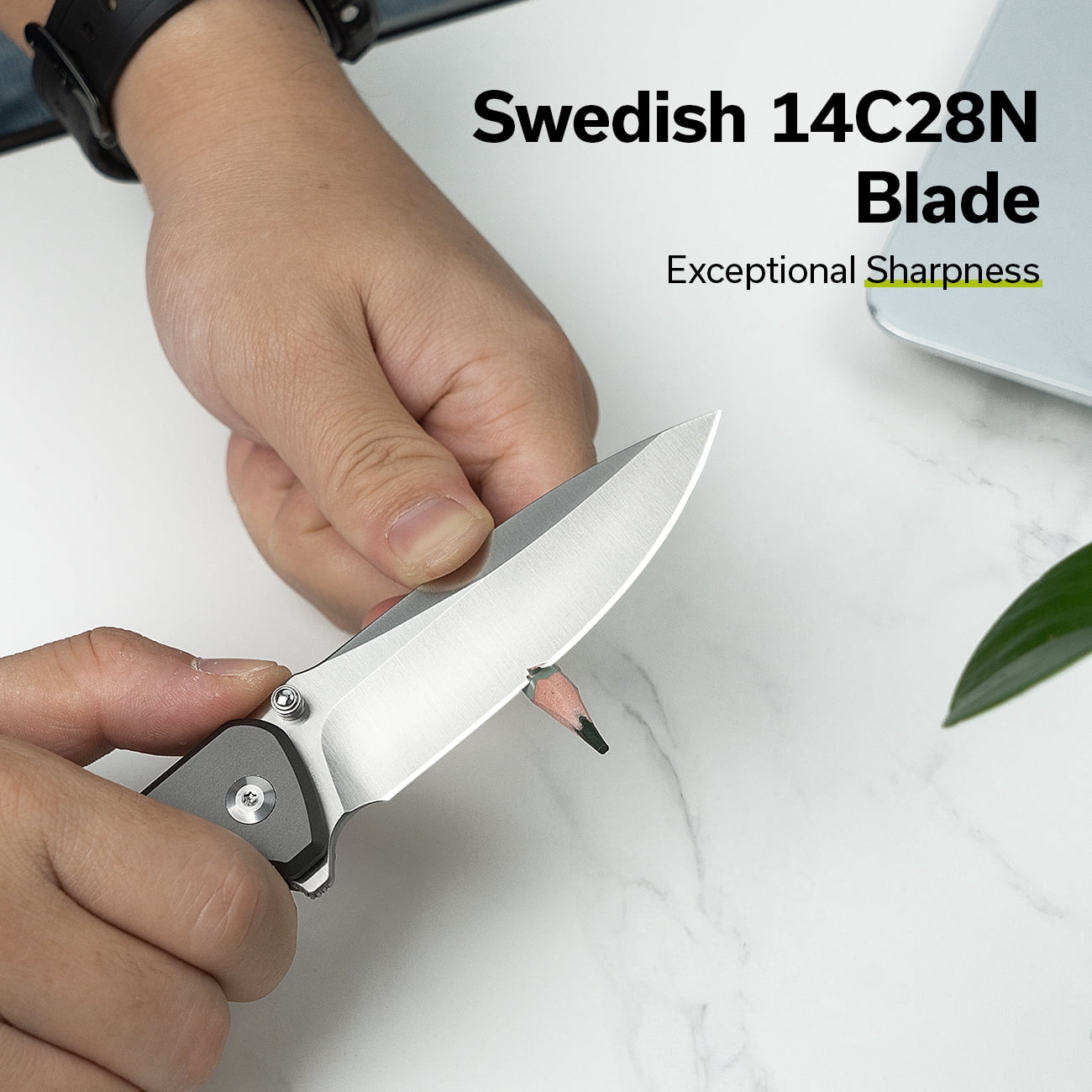CIVIVI Hyperpulse Pocket Folding Knife, 3.5" 14C28N Blade Lightweight Gray Aluminum Handle C23087A-3