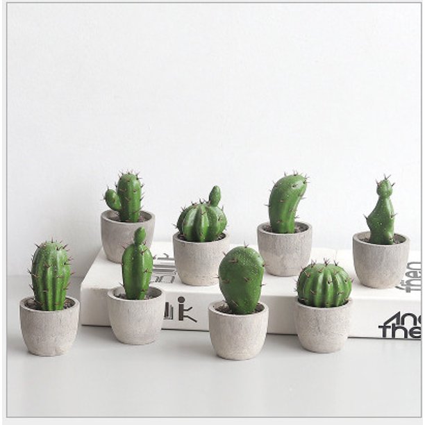 Plantas de cactus artificiales Fake Prickly Pear Ceramic Mini Pots Planta de flores artificiales
