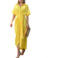 thumbnail image 1 of SDONGRUG Robe Chemise Longue Taille Haute à Manches Courtes Imprimée pour Femmes Été 2024, 1 of 8