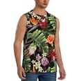 thumbnail image 2 of Gaeub Watercolor Tropical Flowers Men's Sleeveless Muscle Shirts Workout Tank Tops, Odor Protection and Comfortable - Large, 2 of 8