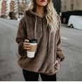thumbnail image 2 of Womens Fuzzy Sherpa Hoodies Pullover Zip Fleece Sweatshirt Outwear, 2 of 8