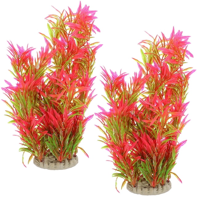 IFANLANDOR 2Pack Orange Tank Plants for Aquarium Use Plastic Realistic Design 12.2x5.1in