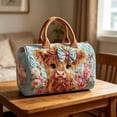 thumbnail image 4 of Quilted Duffel Bags for Traveling, Weekend Travel Tote Floral Embroidered Overnight Bag Weekender Carry On Barrel Bag for Women Girls, 16 Inch (A), 4 of 8