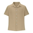 thumbnail image 6 of DPTALR George Men's Cotton Linen Short Sleeve Shirts,Casual Lightweight Button Down,Vacation Beach Summer Tops with Pocket,Khaki,Big and Tall Men XXXL, 6 of 7