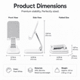 thumbnail image 2 of Tablet Stand for Desk, Adjustable Height and Angle Foldable Phone Holder for Phones, Tablets, White, 2 of 8