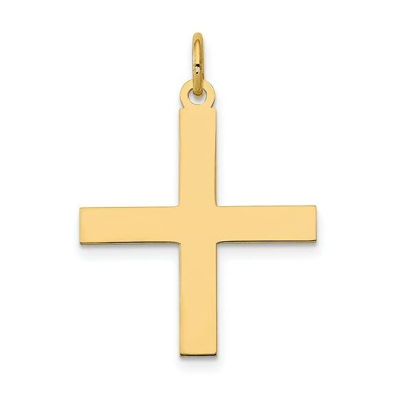 14k Yellow Gold Cross Pendant Necklace for Men and Women, Polished Christian Symbol, Plain Religious Jewelry for Faith and Worship