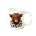 thumbnail image 2 of Taza de cerámica con bufanda a cuadros de vaca, taza de café o té con estampado de ganado escocés caprichoso para los entusiastas de la decoración., 2 of 2