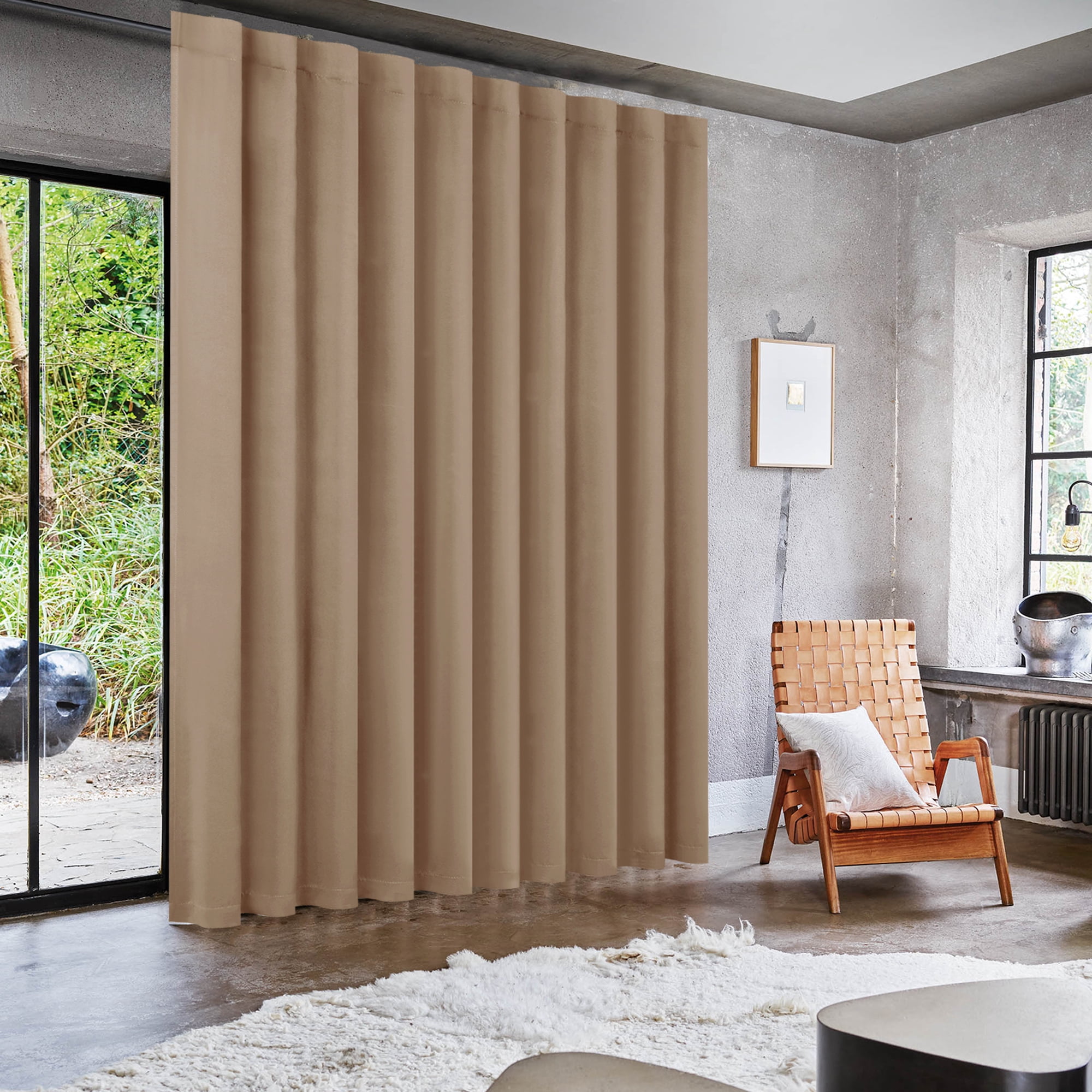 XWZO 120x96 Black Out Curtain 1 Panel, Patio Sliding Door Curtains for Glass Door, Room Divider Thermal Curtain Panel with Back Tab & Rod Pocket for Protecting Privacy, Camel