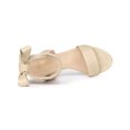 thumbnail image 4 of BLISSFUL STEP Women Open Toe Ankle Bow Tie Mid Heels Sandals Beige 8.5, 4 of 7