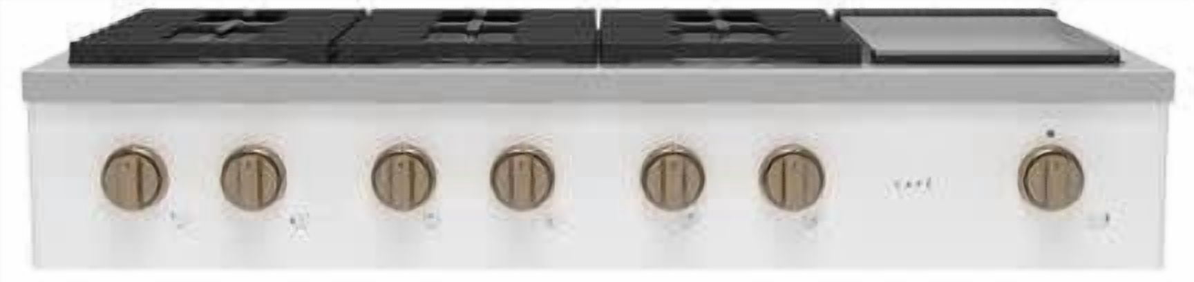 48 Inch Commercial-Style Gas Rangetop with 6 Sealed Burners, Continuous Grates