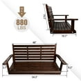 thumbnail image 2 of Innovaze 4.5 ft Wooden Porch Swing with Ergonomic Seat, Hanging Chains, and 7mm Springs, Heavy Duty 800 LBS, Deep Brown, 2 of 8