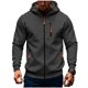 thumbnail image 2 of pstuiky camisas de manga larga para hombre, Sudadera con capucha y bolsillo con cremallera y cordón para hombre, deportiva, informal, de manga larga, de color liso y a la moda xxl, 2 of 4