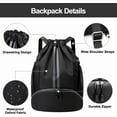 thumbnail image 4 of Drawstring Backpack for Sports - Water-Resistant Pocket & Shoe Compartment, Ideal for Swimming, Gym Workouts - Unisex Design (Men & Women), 4 of 6
