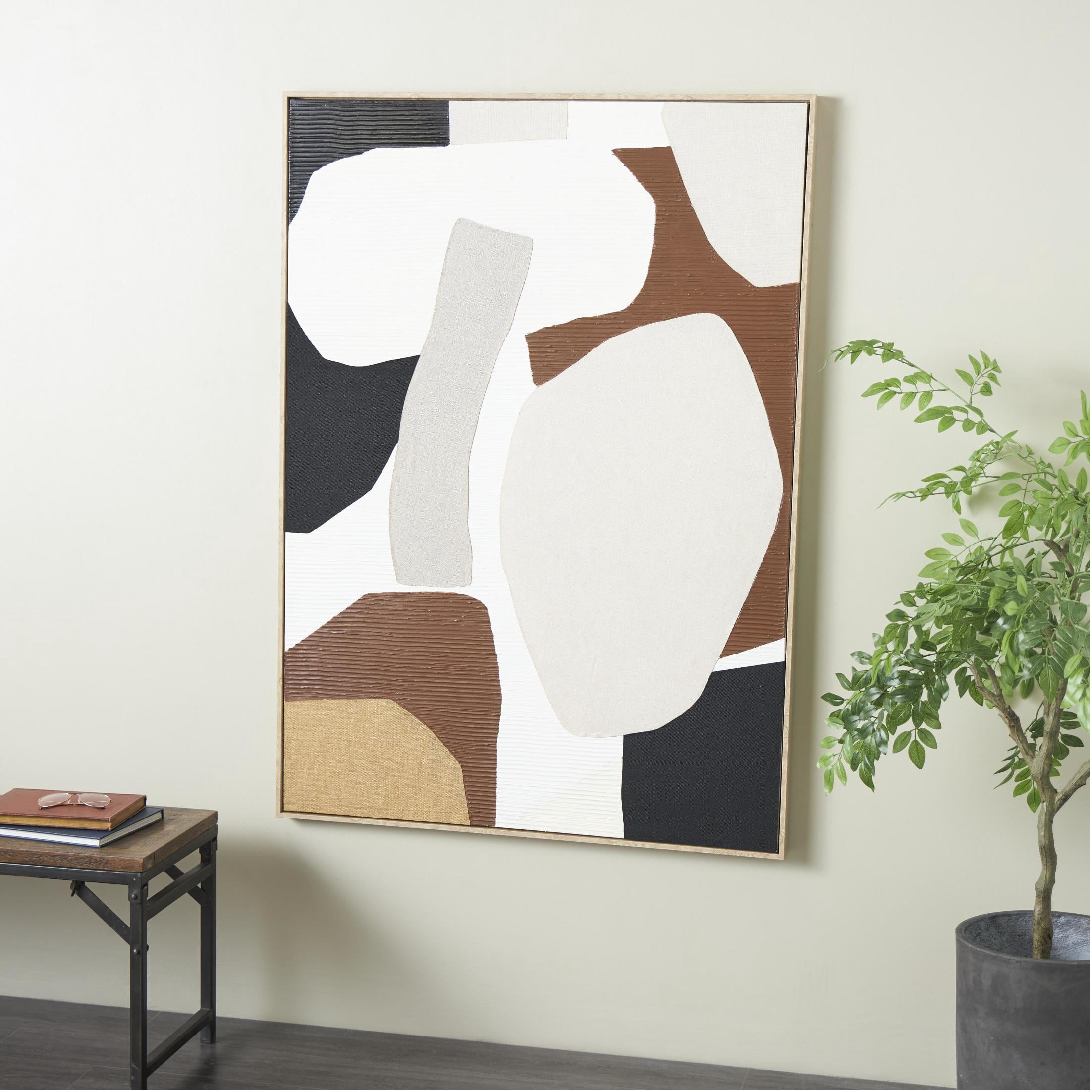 40" x 56" Abstract Overlapping Circle Geometric Framed Wall Art with Cream Accents, by DecMode