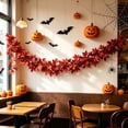 thumbnail image 5 of Red Artificial Maple Leaf Garland,Fall Foliage Autumn Vine Decor for Front Door Fireplace Thankgiving Decoration, 5 of 8