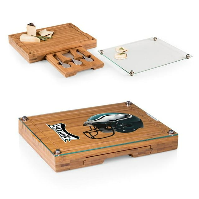Picnic Time 919-00-505-244-2 Philadelphia Eagles - Concerto Bamboo Cutting Board Tray And Cheese Tools Set
