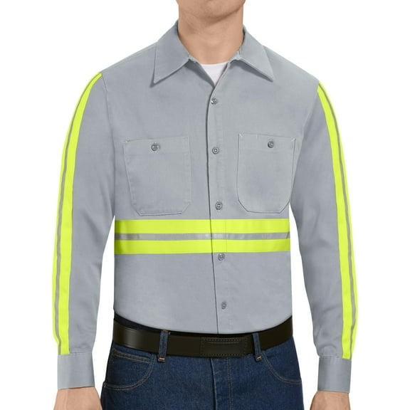 Red Kap Men's Long Sleeve Enhanced Visibility Cotton Work Shirt