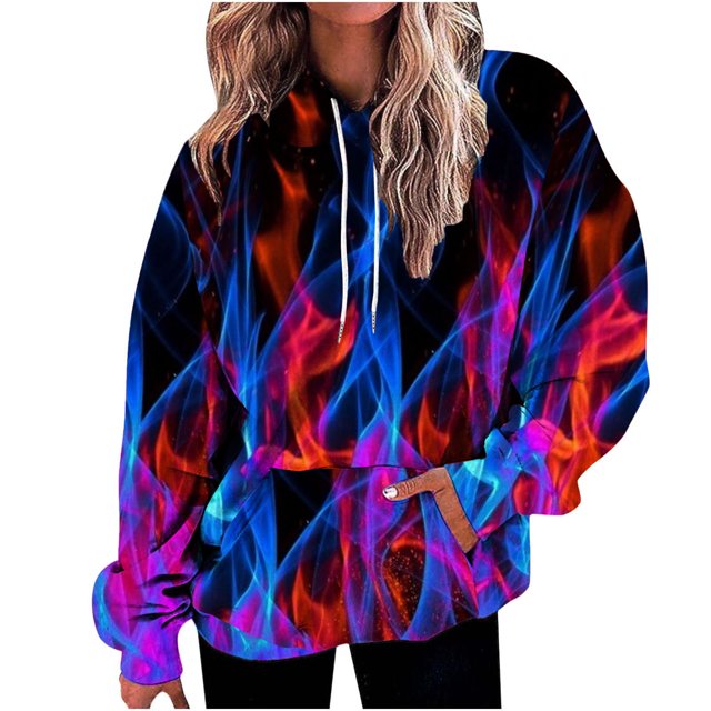 Puntoco - Blusa de manga larga con bolsillo estampado a la moda para mujer, tops casuales, sudaderas con capucha Puntoco Puntoco-4269