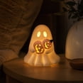 thumbnail image 4 of Cute Spooky LED Ghost Ornament, Glowing Ceramic Statue, Multi-scene Tabletop Decor, Fall Seasonal Craft for Mantel Shelf Halloween Decoration, 4 of 7