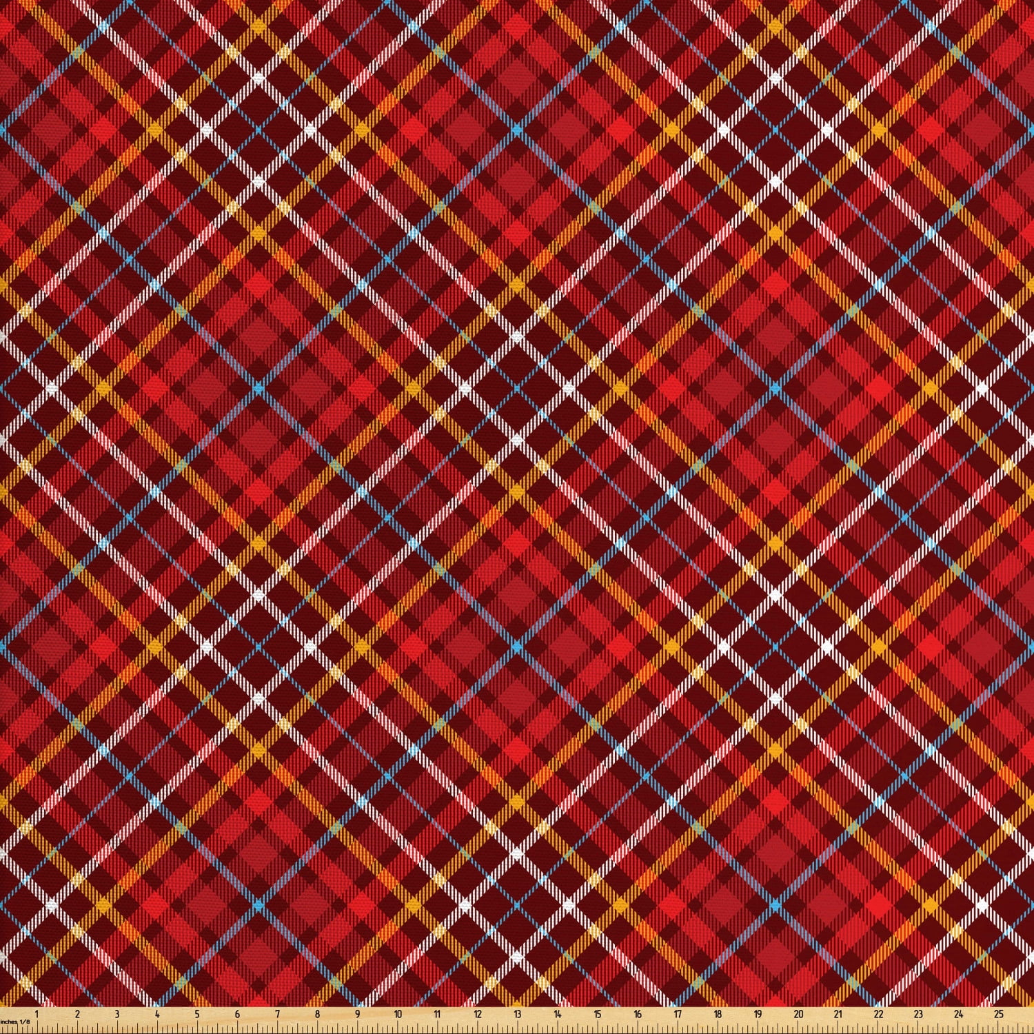 Plaid Fabric by the Yard, Abstract Traditional British Retro Classical