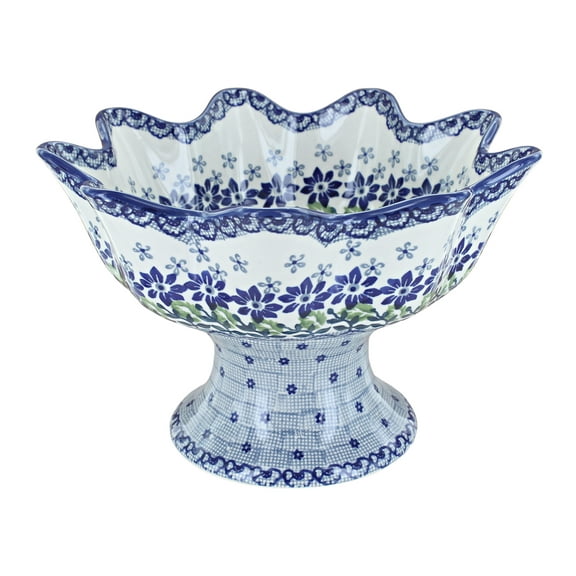 Blue Rose Polish Pottery Halsey Pedestal Fruit Bowl