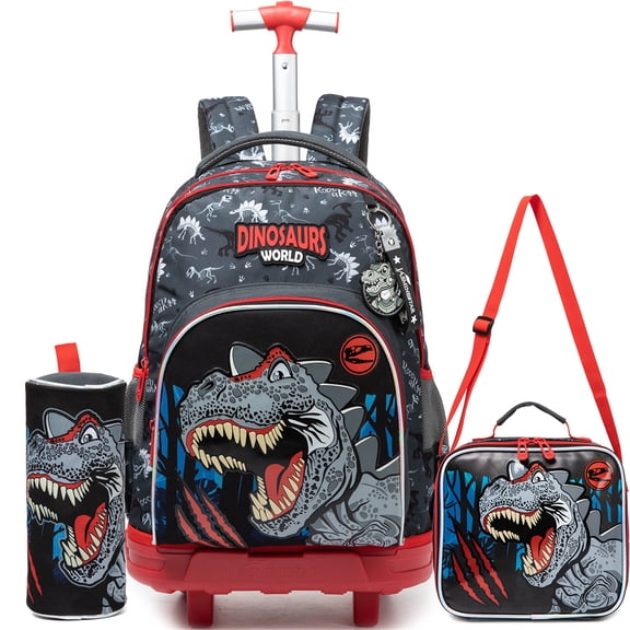 Kids Rolling Backpack Boys Wheeled School Bag with Wheels for Elementary Student Kids Luggage with Lunch Box Pencil Case for Teen 8-10