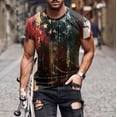 thumbnail image 1 of Blusas y camisas de manga corta y cuello redondo para hombre. Blusas de manga corta con cuello redondo y estampado del Día de la Independencia para hombre. Blusa para hombre., 1 of 5