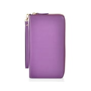 EXOS Women’s Large Capacity Clutch Travel Wallet w/ Removable Strap (Black) (Purple)