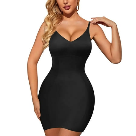 amagogo Women Shapewear Under Dresses Strap Corset 1 Piece Suspenders Lingerie Full Slip Black XXL
