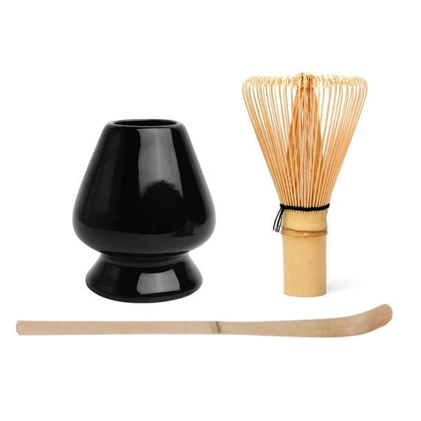 Bewildely Juego de Matcha japonés 3 en 1, batidor de bambú seguro, juegos de té de cucharadita, tienda de bebidas para interiores, herramientas para Teteras Negro Bewildely HA010720-01B