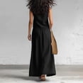 thumbnail image 5 of Womens Linen Look 2 Piece Sets With Sleeveless V Neck Vest And Side Slit Maxi Skirt Featuring Functional Pockets And Solid Color Black L, 5 of 6