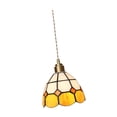 thumbnail image 5 of perfeclan Pendant Lamp Stained Glass Fixture Hanging Light for Cafe Kitchen Ceiling Ornament Orange white plaid, 5 of 9