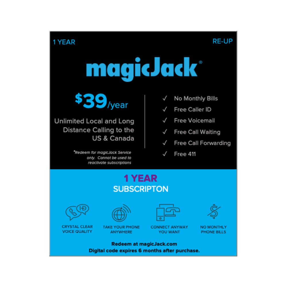 magicJack 39 12Month ePIN Top Up (Email Delivery)
