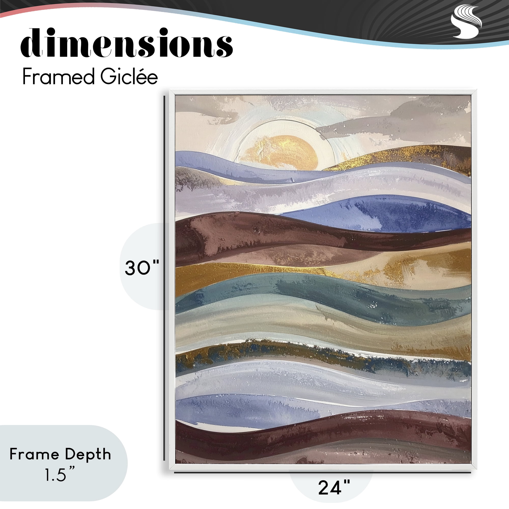 Stupell Industries Layered Ocean Flow White Framed Giclee Art, design by Alonza Saunders