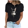 thumbnail image 2 of Tops de Cuello Alto para las Mujeres Amante Impreso Camiseta Cuello Redondo Manga Corta, Poliéster Spandex, 2 of 7