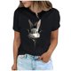 thumbnail image 2 of Tops de Cuello Alto para las Mujeres Amante Impreso Camiseta Cuello Redondo Manga Corta, Poliéster Spandex, 2 of 7