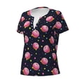 thumbnail image 2 of Naloa Cartoon Donut Planets Print T-Shirts Short Sleeve V Neck Tees for Women Fashion Tops Trendy Lightweight Soft Casual Summer Outfits Clothes, 2 of 5