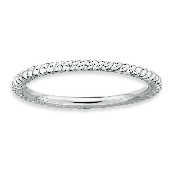Sterling Silver Rhodium Twisted Ring