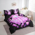 thumbnail image 3 of Manfei Black Pink Ghost Bedding Comforter Set 7-Piece, Cute Pumpkin Candy King Bedding Sets, Princess Cartoon Style Reversible Bed Sheets, Ultra Soft Home Decor, 3 of 7