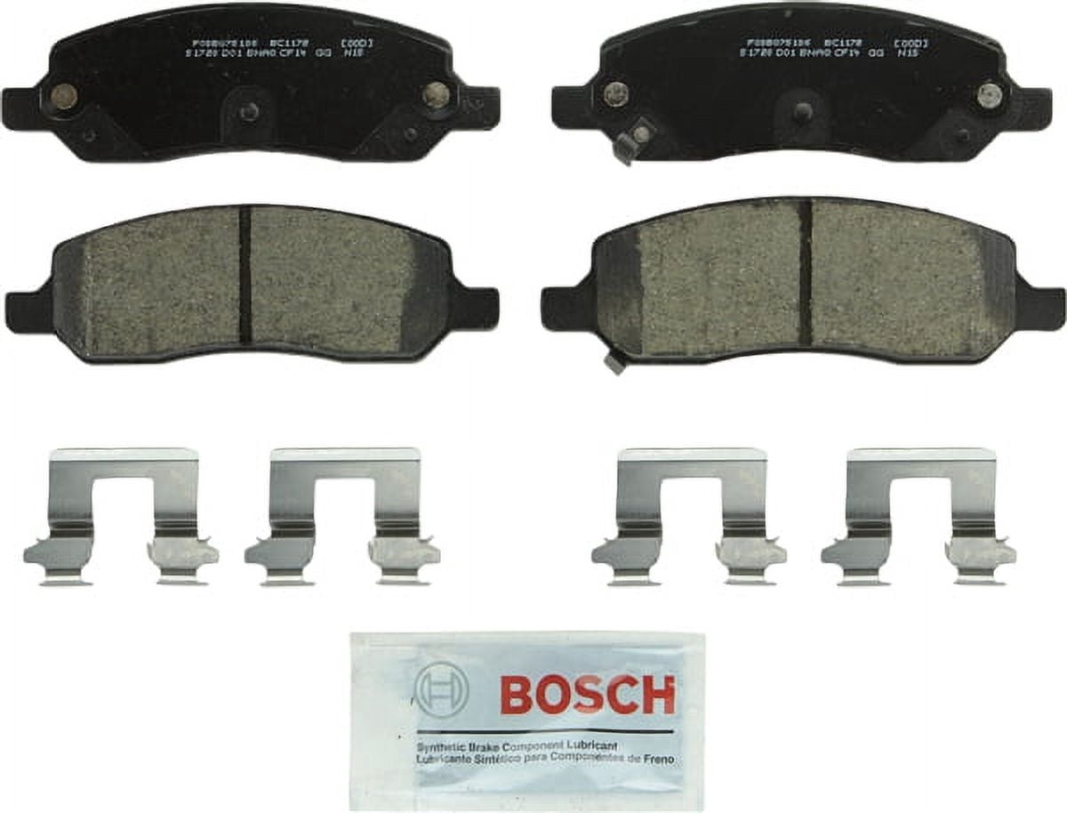 Bosch Quiet Cast Ceramic w/Hardware Brake Pad Set, and Shims Fits select: 2006-2011 BUICK LUCERNE CXL, 2006 CADILLAC COMMERCIAL CHASSIS