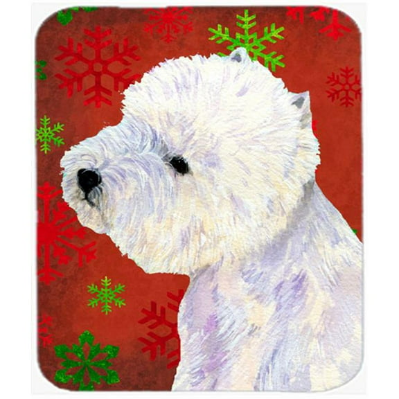 Westie Red And Green Snowflakes Holiday Christmas Mouse Pad- Hot Pad Or Trivet - 7.75 x 9.25 In.