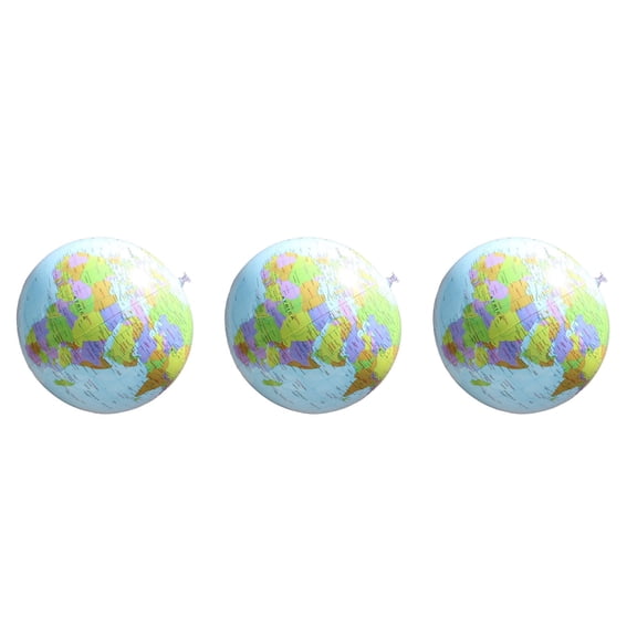 Inflatable PVC World Globe Balls, HD Printed Geography Beach Ball, Portable Teaching Tool Beach Games Party Gift, 12 In, 3 Pack