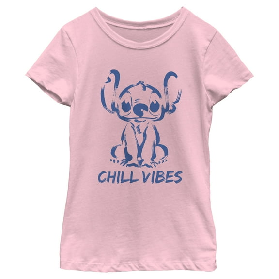 Girl's Lilo & Stitch Chill Vibes Stitch Graphic Tee Light Pink Small