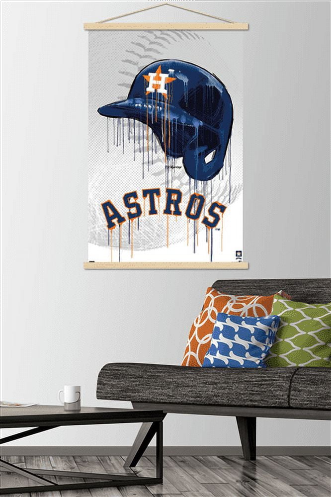 MLB Houston Astros - Drip Helmet 22 Wall Poster with Magnetic Frame, 22.375" x 34"