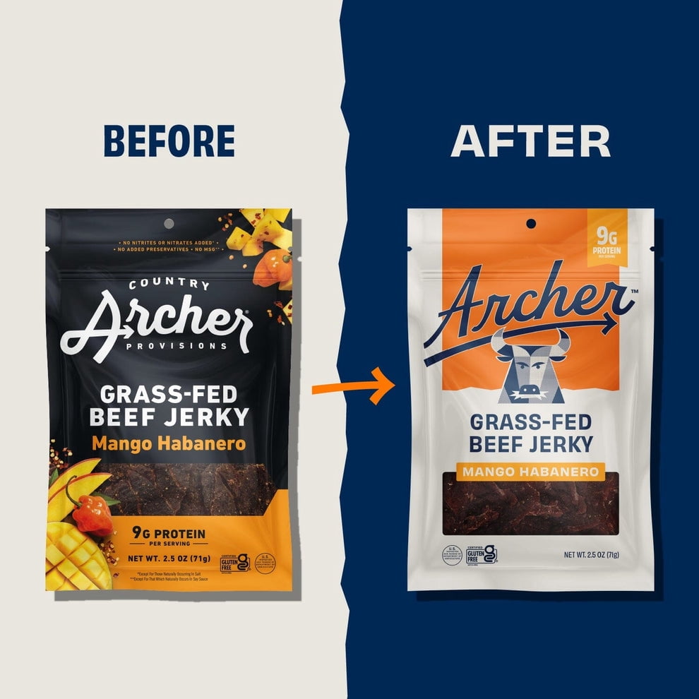 Country Archer Gluten Free Grass-Fed Beef Jerky Mango Habanero - 2.5 oz Pack of 3