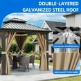 thumbnail image 4 of Dextrus 10x10ft Outdoor Hardtop Gazebo with Nettings & Brown Curtains, Heavy Duty Double Roof  Aluminum Frame Canopy for Garden, Patio, Lawns, Black&Brown, 4 of 10