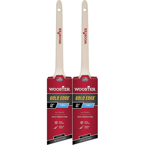 Wooster Genuine 2" Gold Edge Thin Angle Sash Paintbrush 2-Pack, 5234-2-2PK